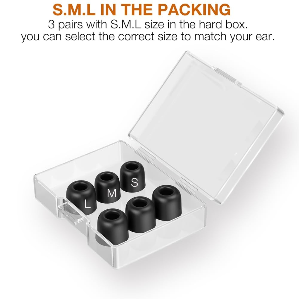 TENNMAK Memory Foam Eartips Replacement for Axil XCOR PRO/GS Extreme black