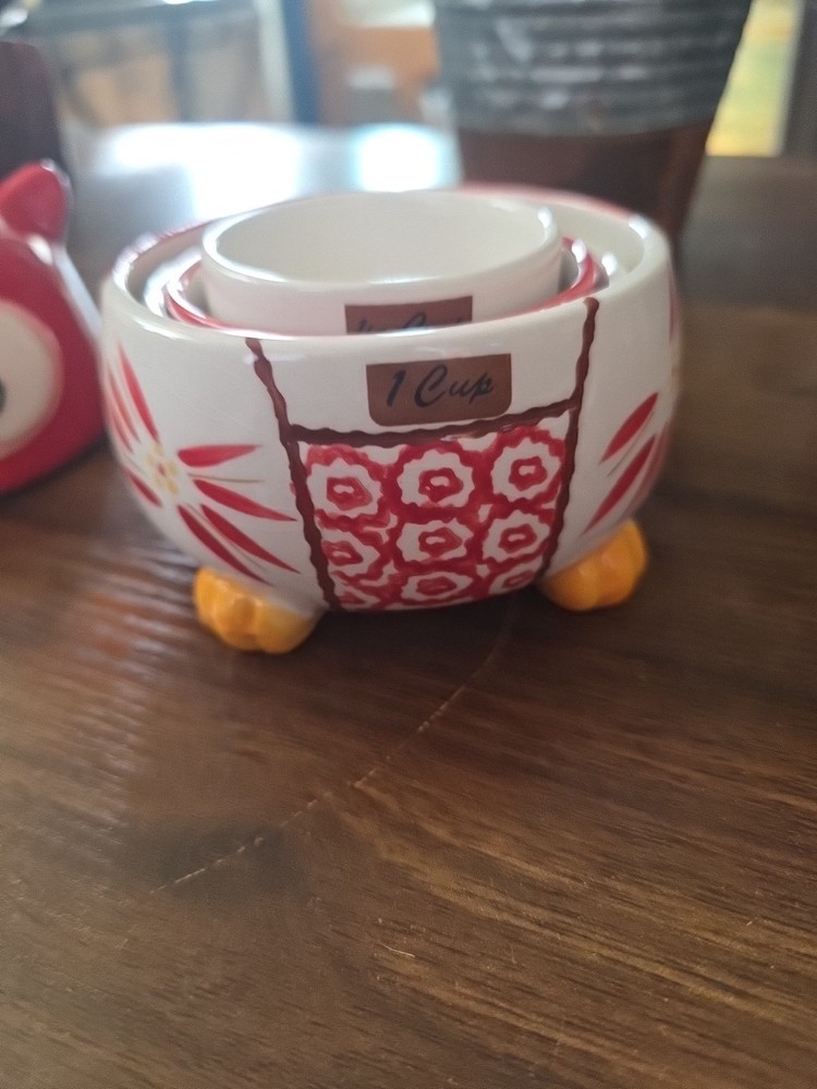 TEMPTATIONS OWL NESTING STACKING MEASURING CUPS 1/4,1/3,1/2,1 CUP