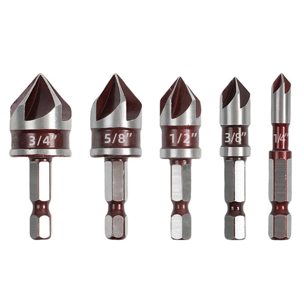 5PCS Countersink Drill Bit Set, 82 Degree HSS Counter Sink for...