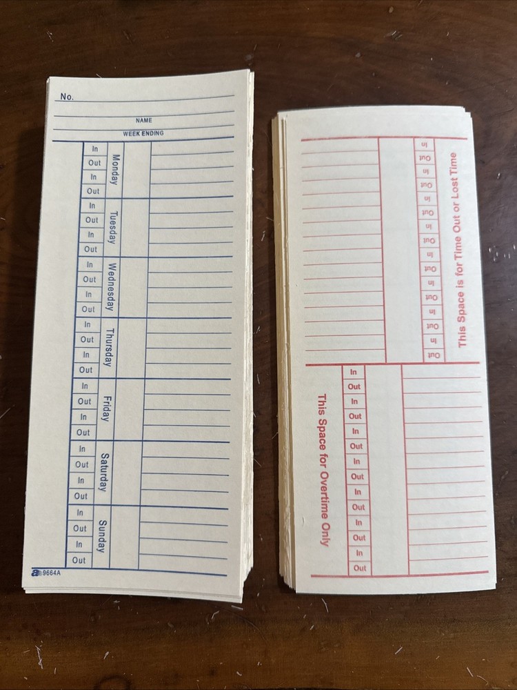 (119) TIME CARDS, WEEKLY, TWO SIDED