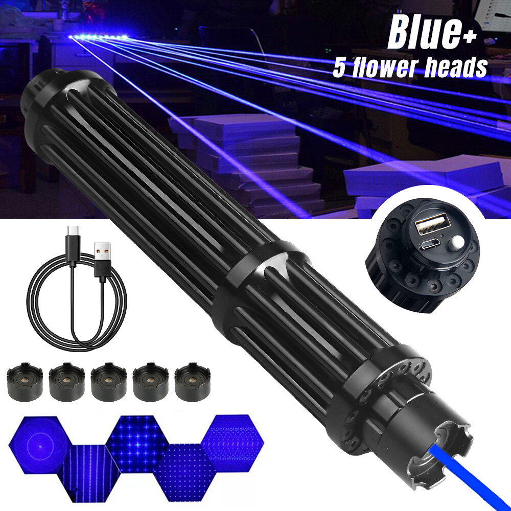 10Watt Adjustable High Power Blue Burning Laser Pointer Visible Dot Torch Light