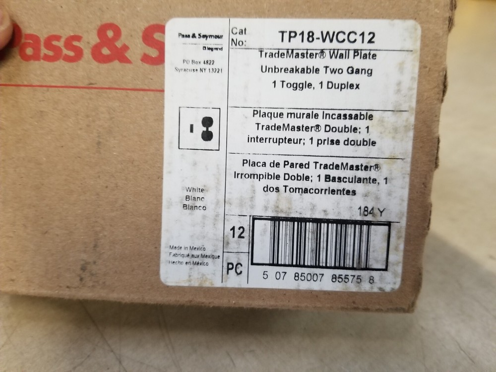 12 Pack Legrand TP18WCC12 White 2G Toggle/Duplex Plates