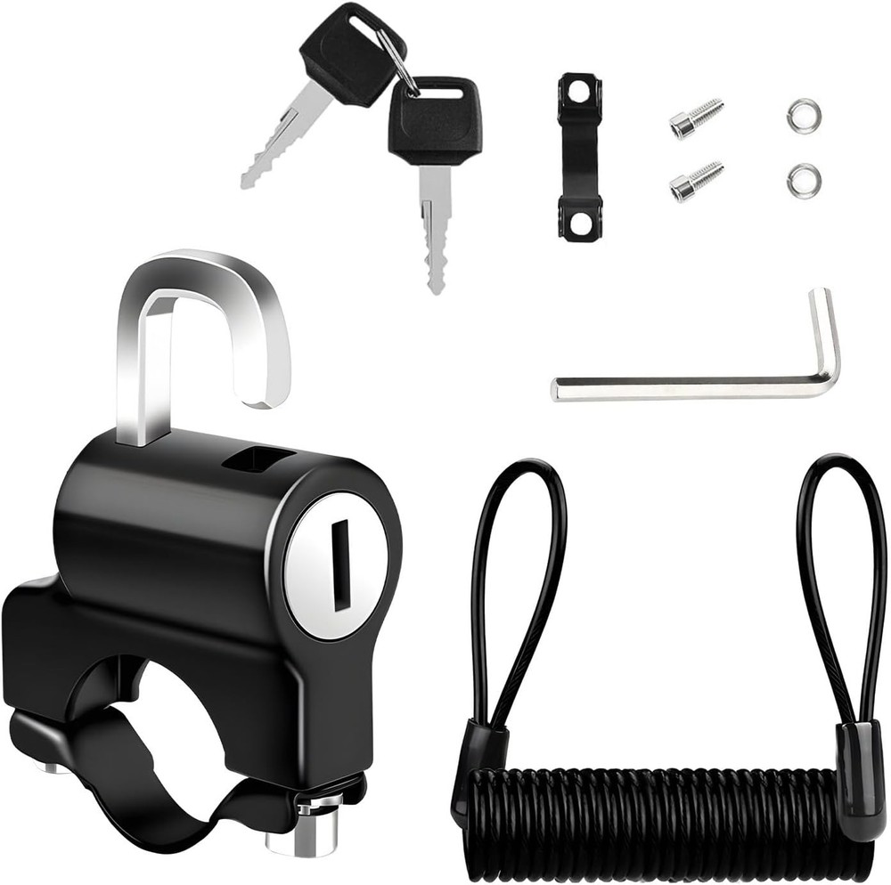 Motorcycle Helmet Lock Anti Theft Handlebar Mount Security Lock w Keys...