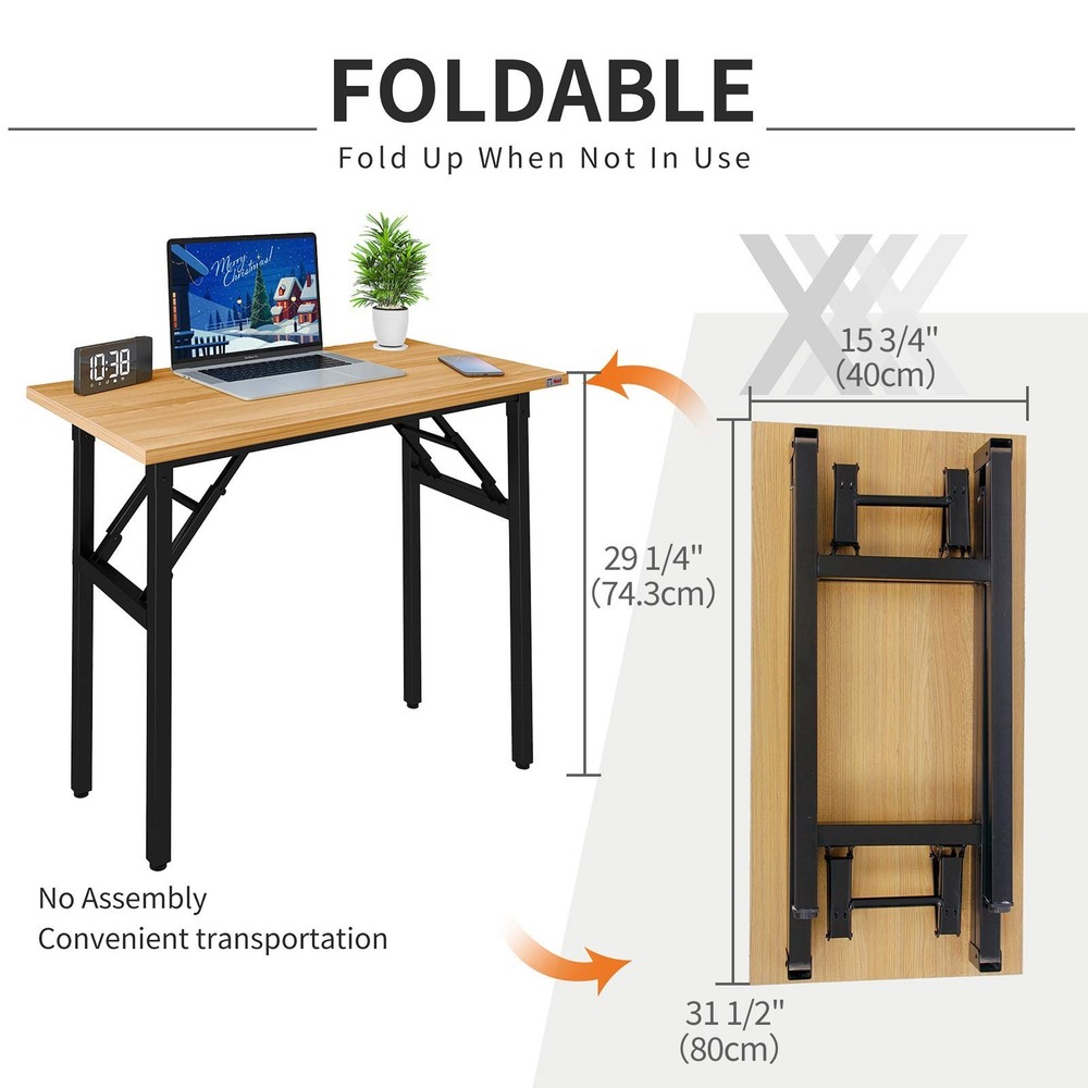 Need Folding Desk Small Desk 31 1/2" No Assembly Foldable Computer Desk for S...