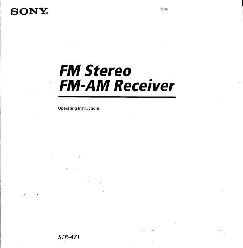 Sony STR-471 Amplifier / Receiver Owners Instruction Manual