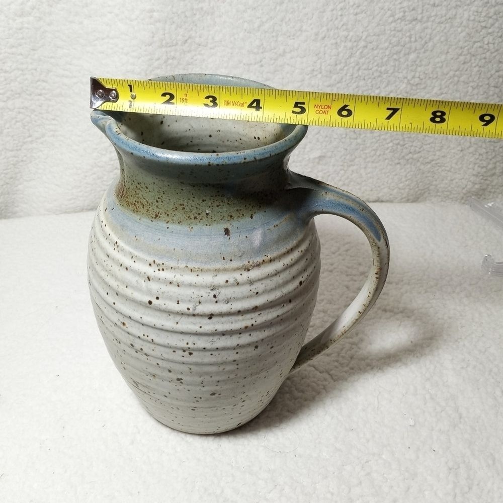 Artist Signed Studio Stoneware Mid Century Pitcher Jug