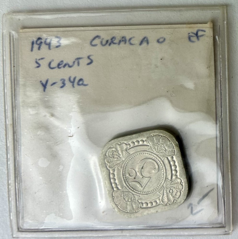 *CURACAO* carded "1943 5 CENTS"
