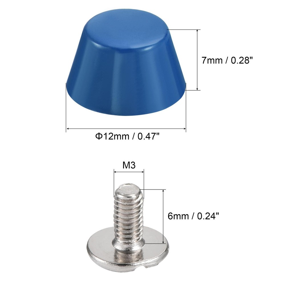 12x7mm Rivet Studs Screw Back Flat Cable Feet Stud Blue Tip 10pcs