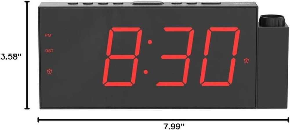 Projection Alarm Clock, Digital Clock with 180° Rotatable Projector, 5-Level Bri