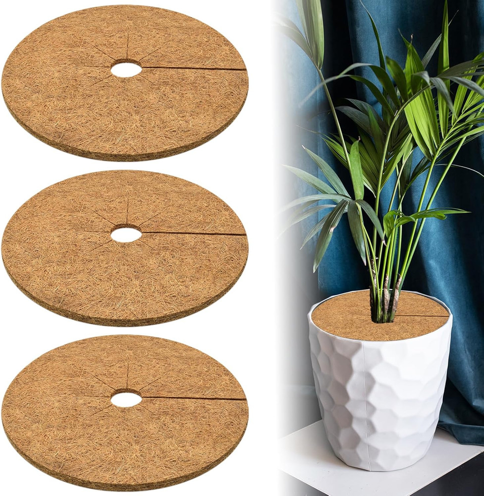 3 Pcs Coconut Fibers Mulch Ring Tree Protector Mat, 24 Inch Coco Coir Tree...