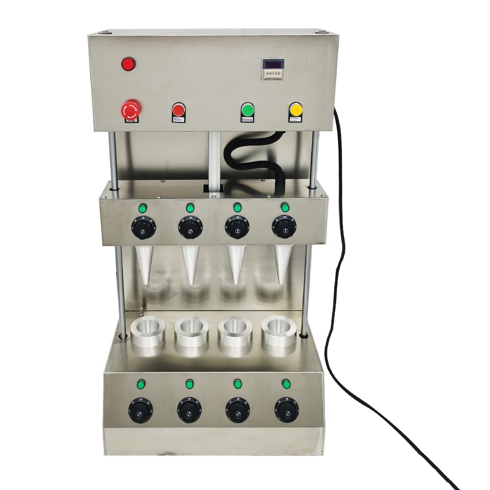 4Head Pizza Cone Forming Machine with Automatic Rotational Pizza Oven Dough Bake