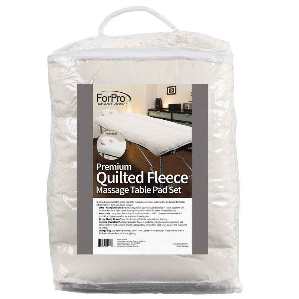 ForPro Premium Quilted Fleece Table Pad Set, Natural, Extra Soft, White