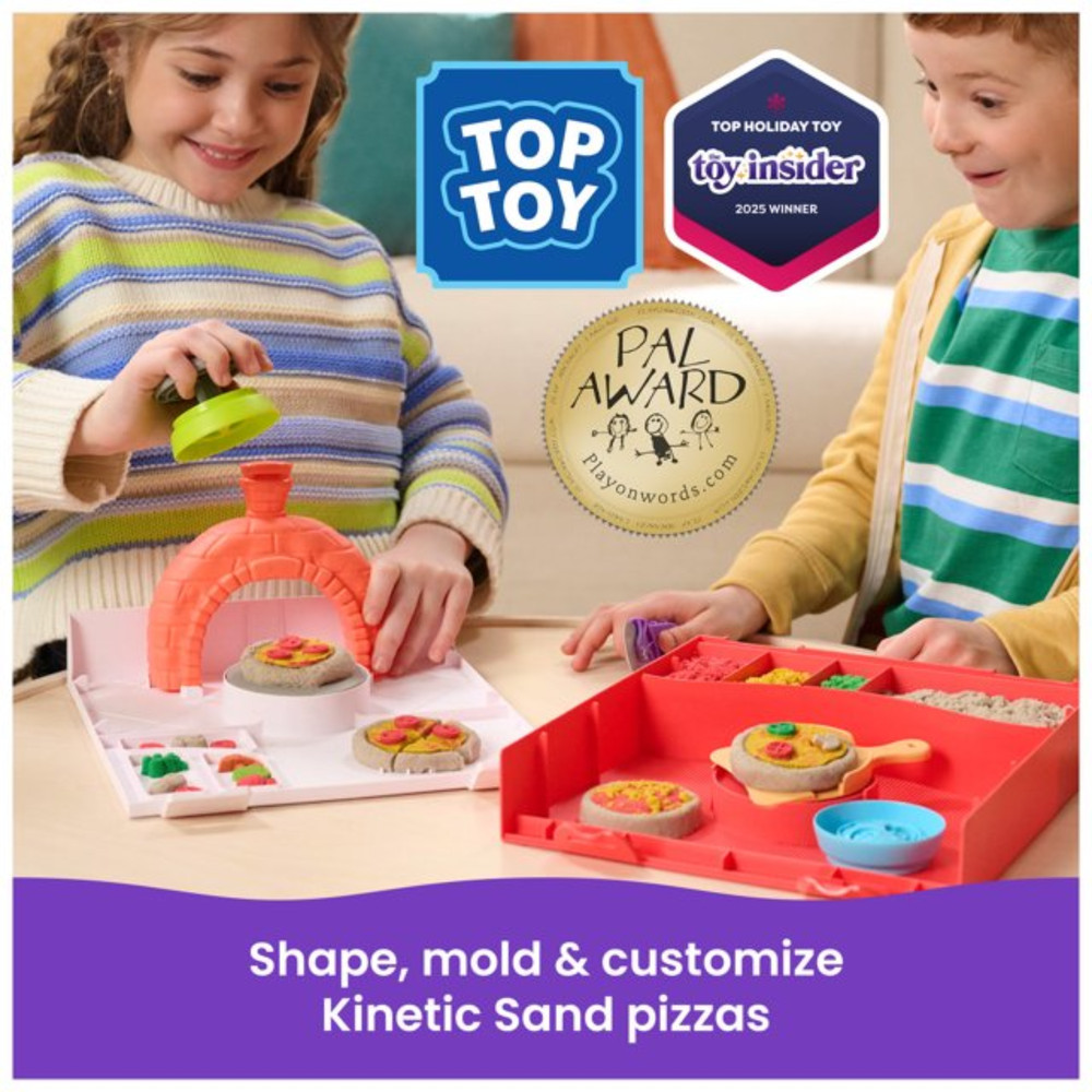 Squish Pizza Activity Play Set With 1lb Play Sand & 5 Tools Kids Love Assembling