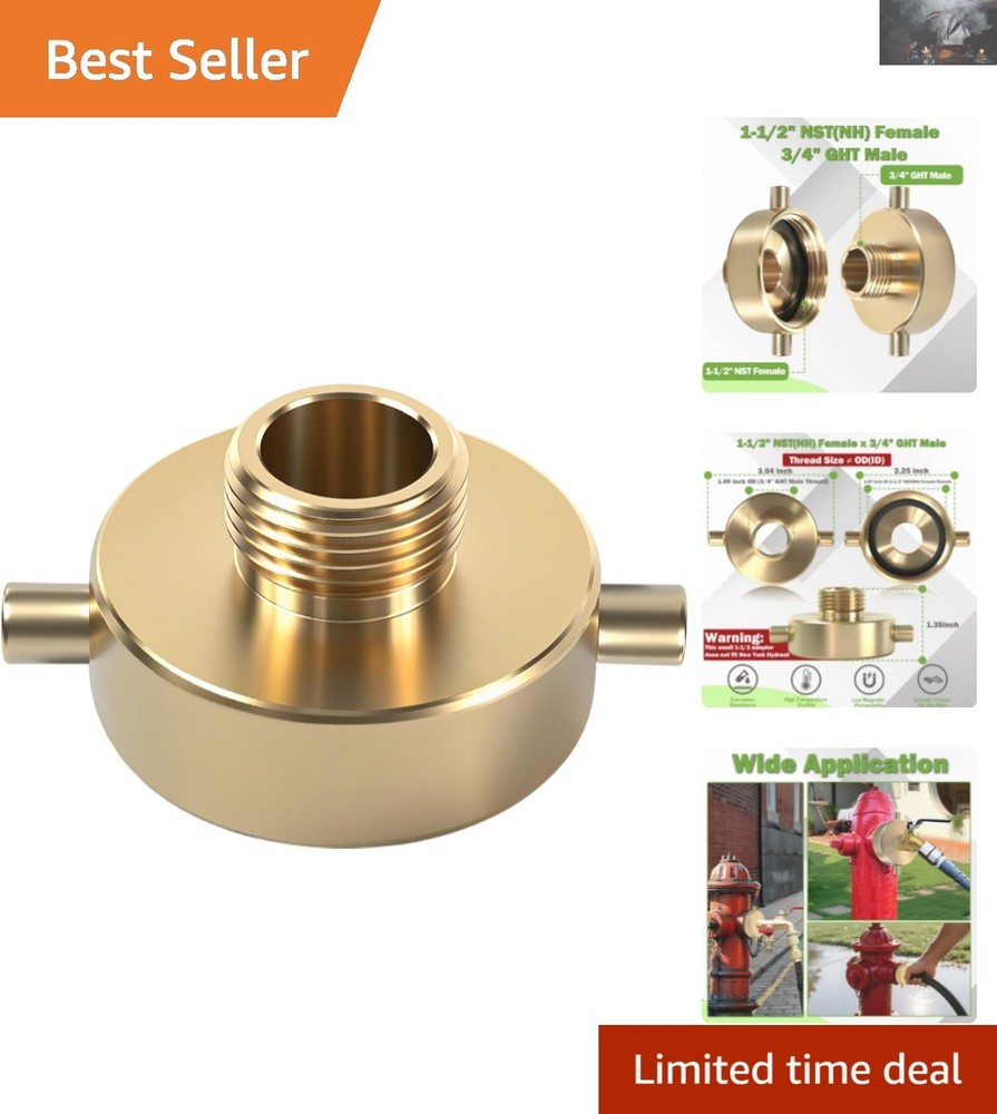 Lightweight Brass Fire Hydrant Adapter with Pin Lug - 1-1/2" x 3/4" Connection