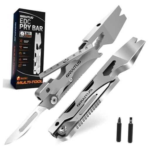 Multitool Pry Bar Wrench Tool with Flat/Phillips Screwdriver Folding Multi