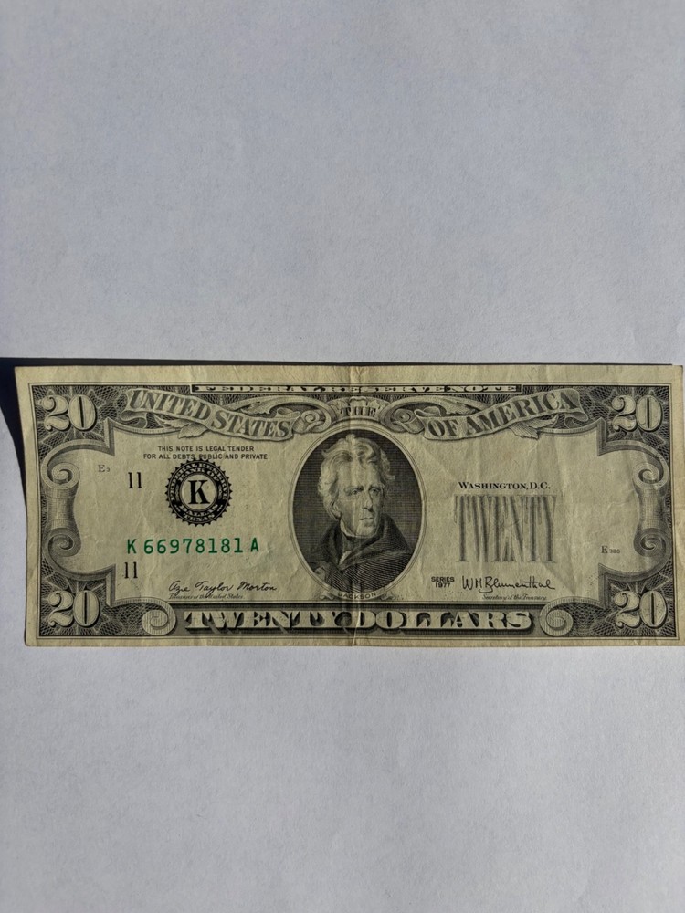 SUPER RARE 1977 $20 Twenty Dollar PRINTED FOLDOVER Error Note MISPRINT