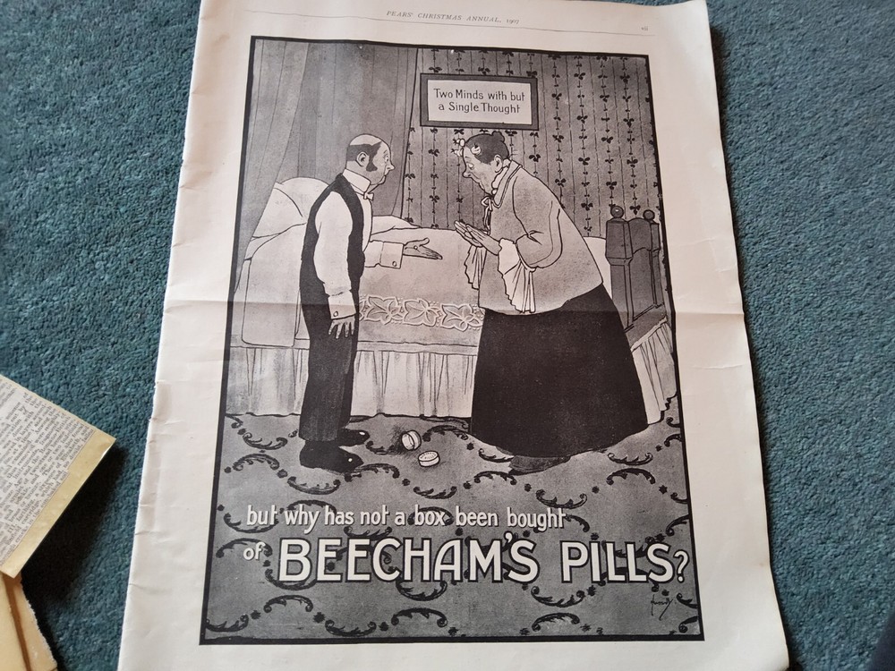 Xm64  Ephemera 1907  Folded Advert Beecham's Pills