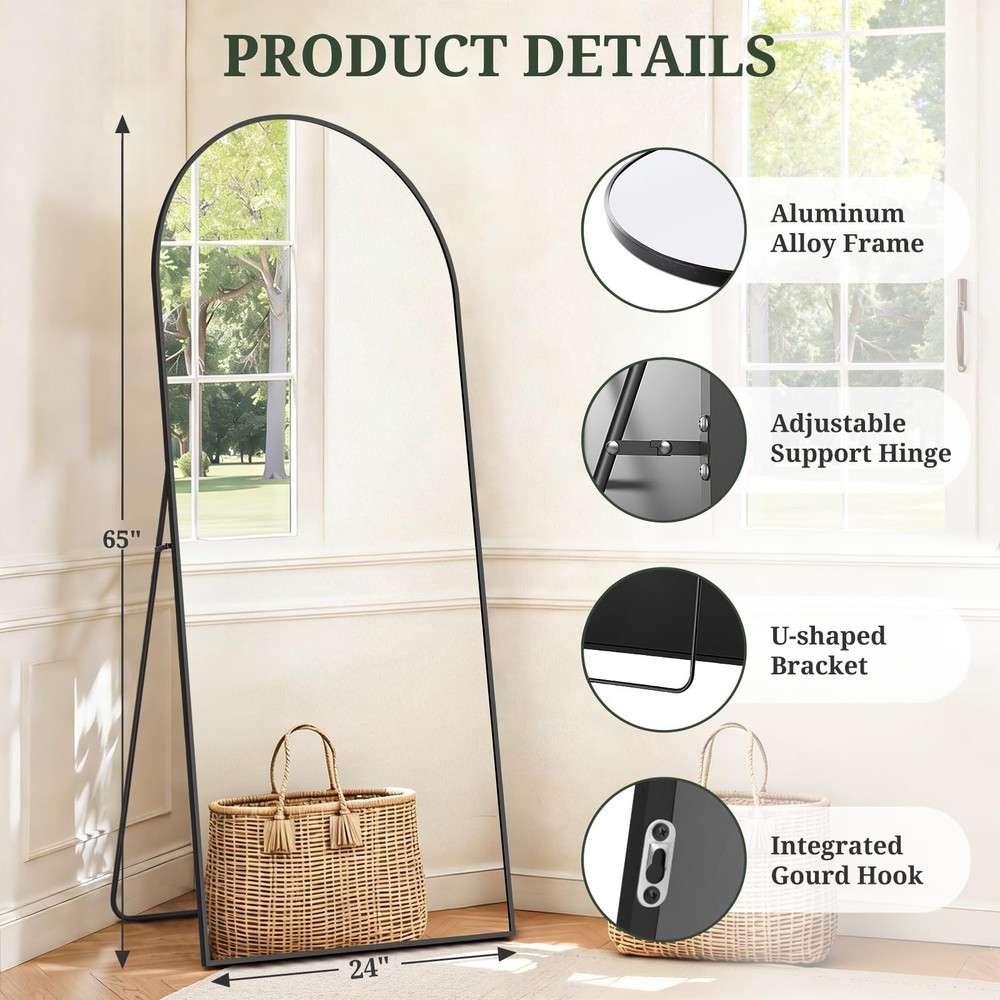 65x24 Full Length Mirror Shatterproof Stand