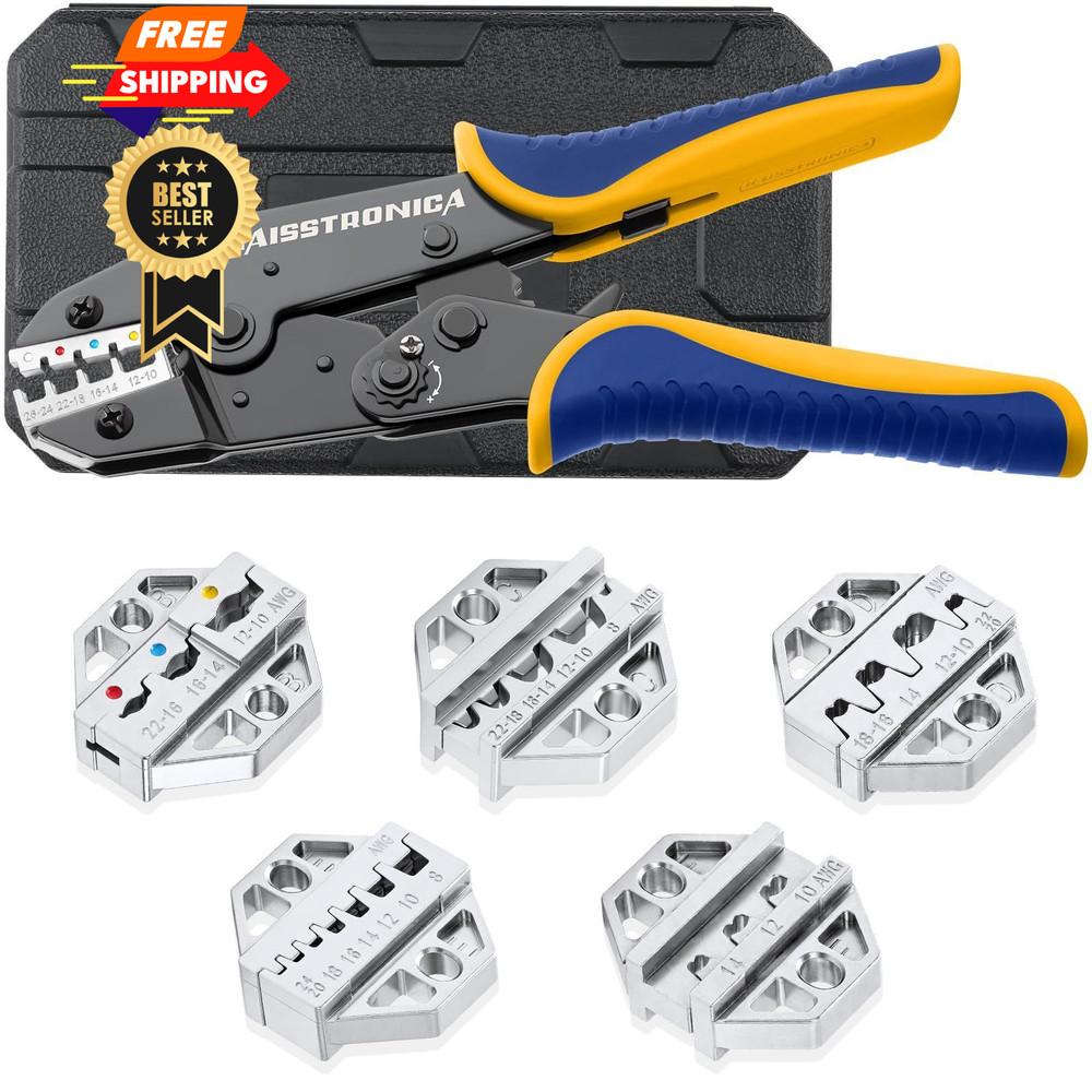haisstronica 6PCS Crimping Tool Set - Ratchet Wire Compact, Silver