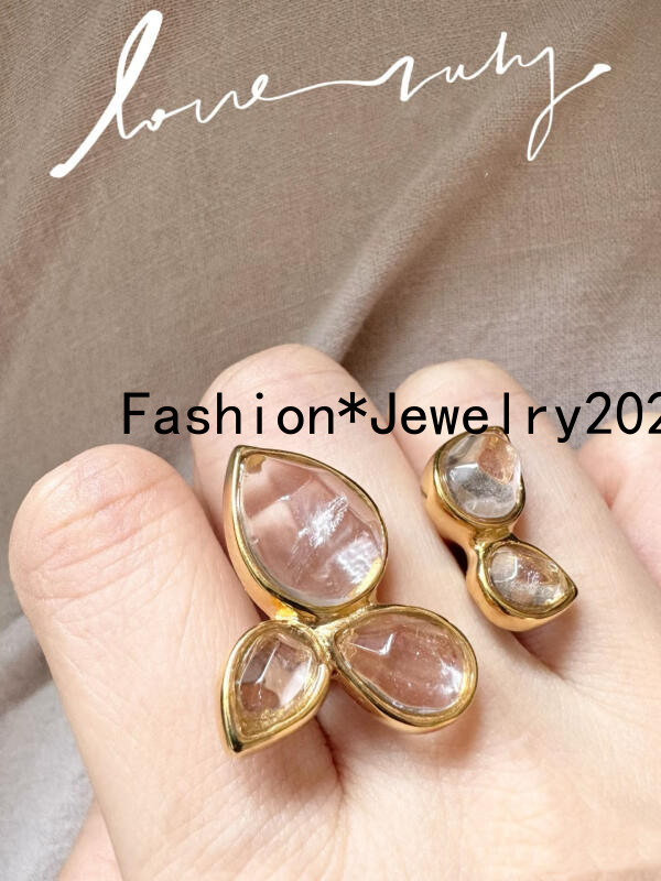 Goossens Retro Luxury Crystal Geometric Opening Adjustable Ring