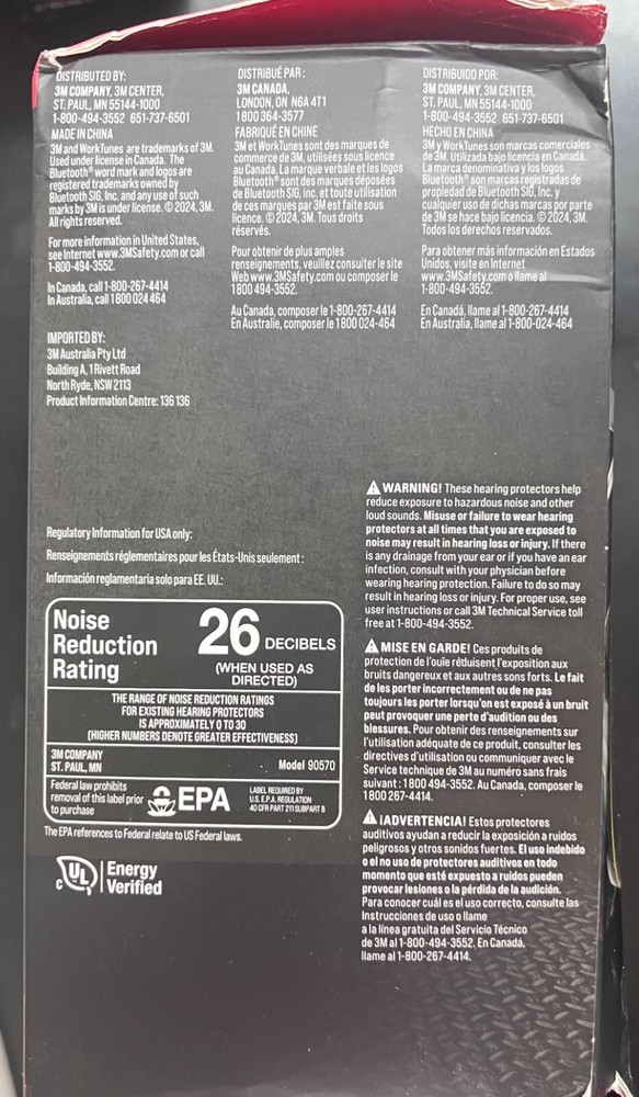 3M WorkTunes Connect Wireless Hearing Protector 90570-DC 5013/OB
