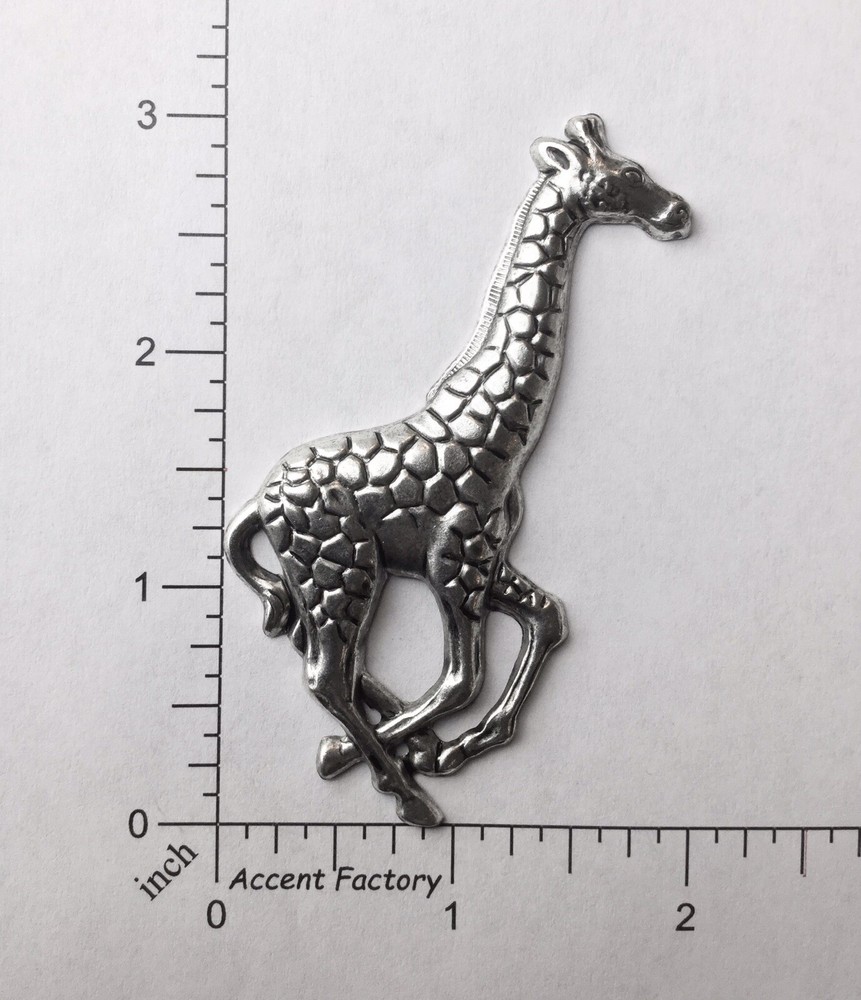 44204 - Large Giraffe Jewelry Finding Matte Silver Ox