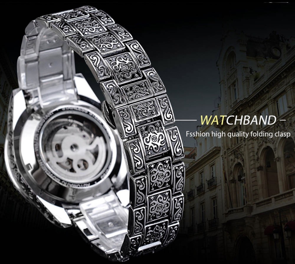 Forsining Carved Tourbillon Mechanical Mens Watch Moon Dial DOES NOT FUNCTION!