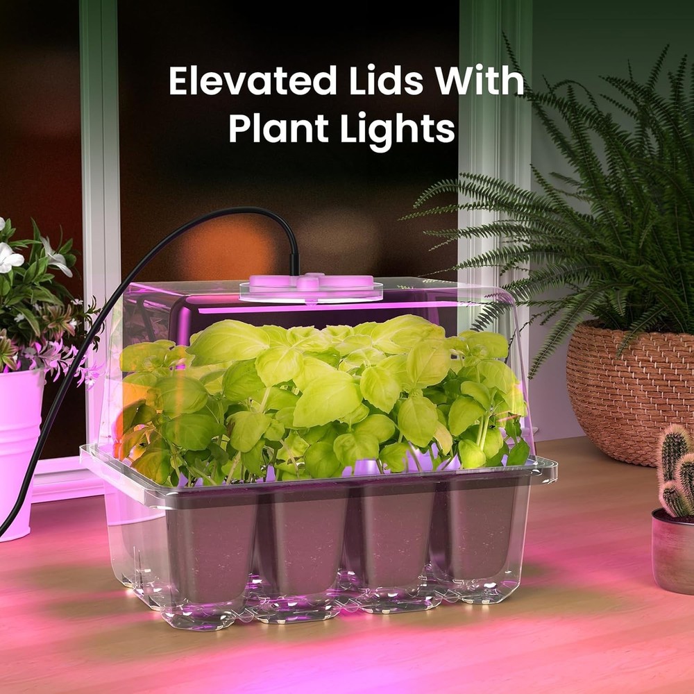 Seed Starter Kit with Grow Light, Elevated Seedling Tray Kit with Adjustable ...