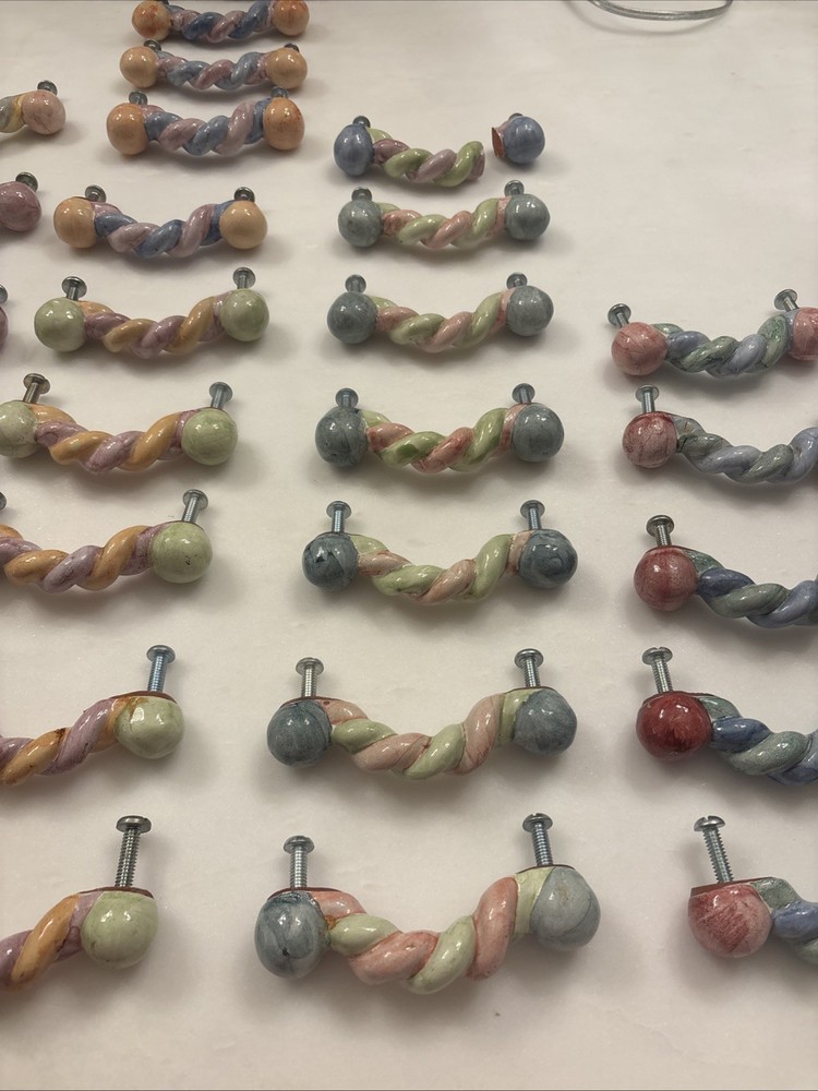 MacKenzie-Childs Ceramic Drawer Pulls Pastel Set Of 32 Plus 2 Broken