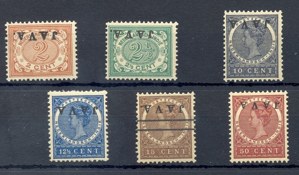 DUTCH INDIES-JAVA-INVERTED OVERPR. # 65/66f , 70/72f ,78 f ** MNH VF