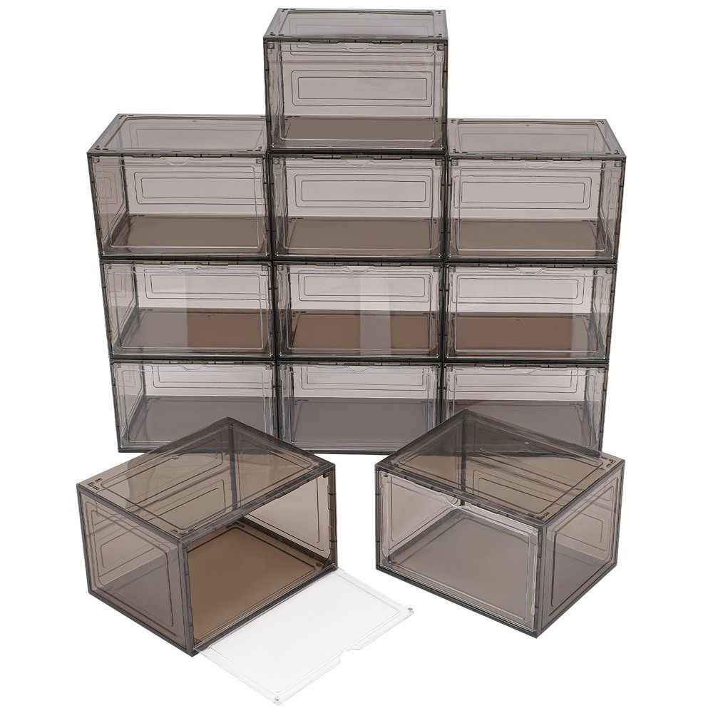 12PCS Shoe Storage Box Organizer Stackable Sneaker Display Case Container NEW