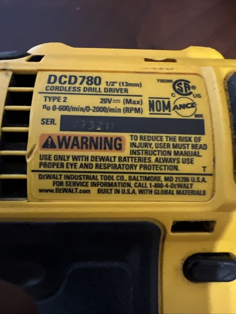 DeWalt DCD700 20V MAX 2 Speed 1/2" Drill with belt hook, Tested works,bare tool
