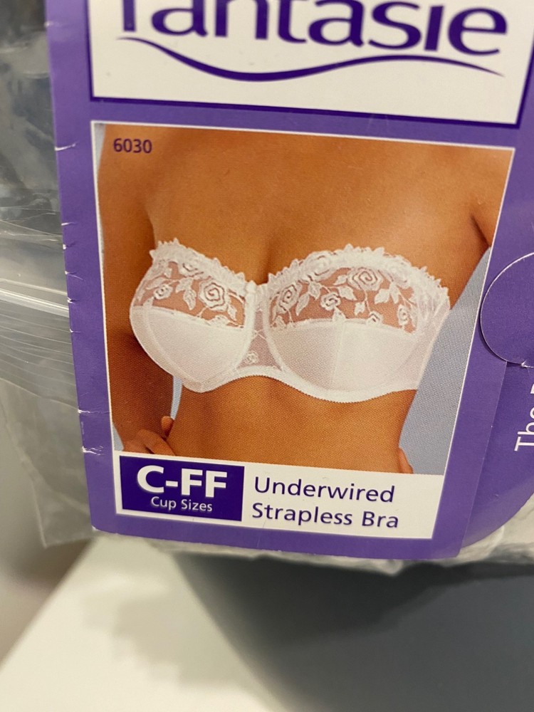 Fantasie Belle White Strapless Bra Multiway Underwired Side Support No padding