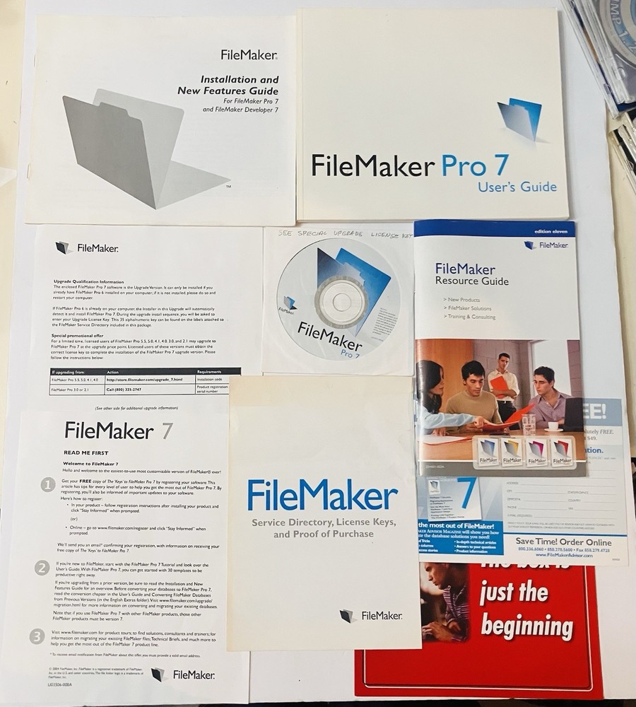 FileMaker Pro 7 Upgrade Retail Box 2004 Mac/Win Multilingual Complete