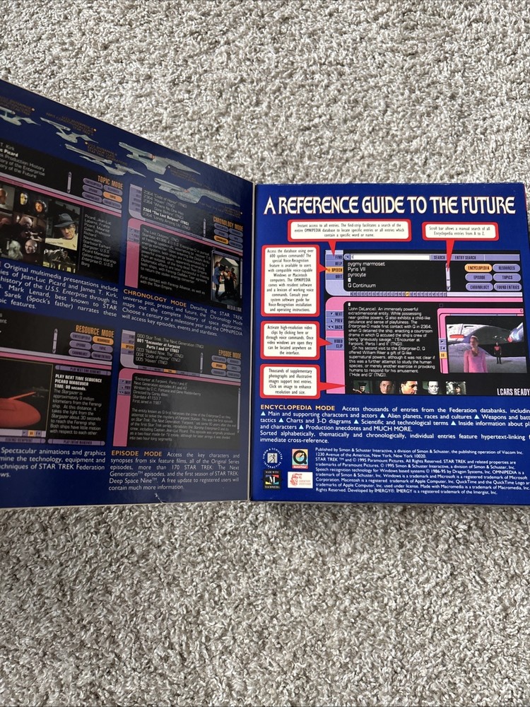 1995 Star Trek Omnipedia Computer Software CD-Rom Big Box PC Game Sealed Content