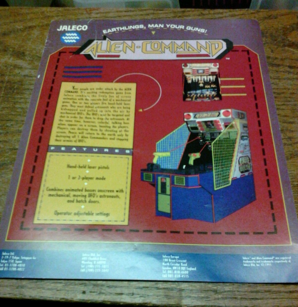 Jaleco ALIEN-COMMAND Arcade Video Game flyer- original