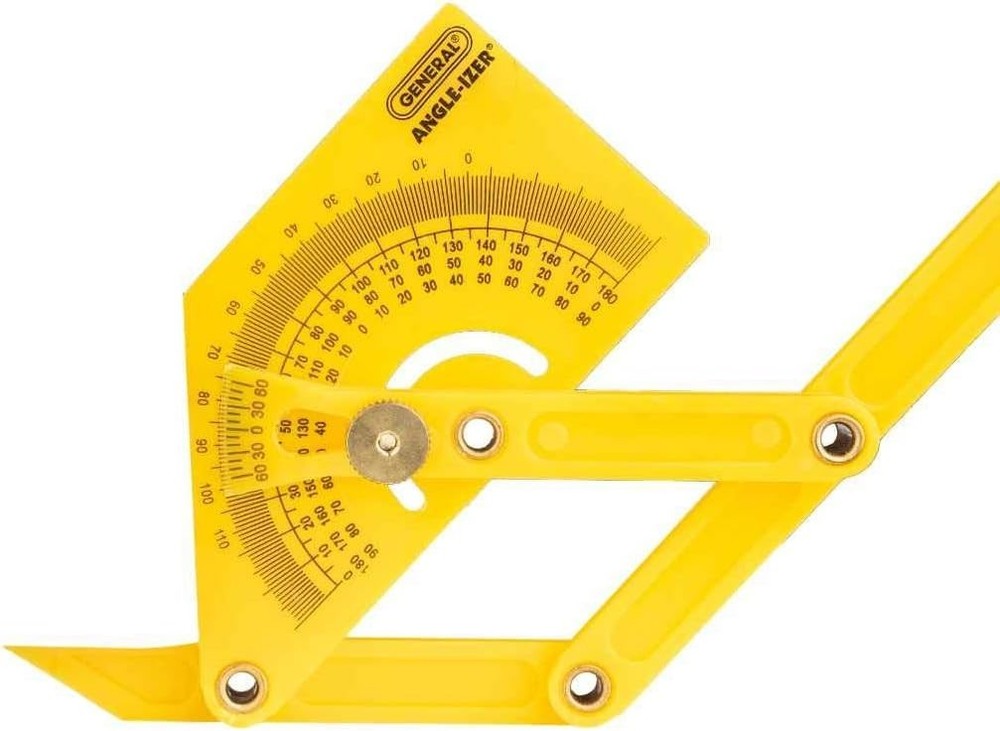 Compact Hand-Powered Protractor for Sloped, Inside & Outside Angles - Yellow
