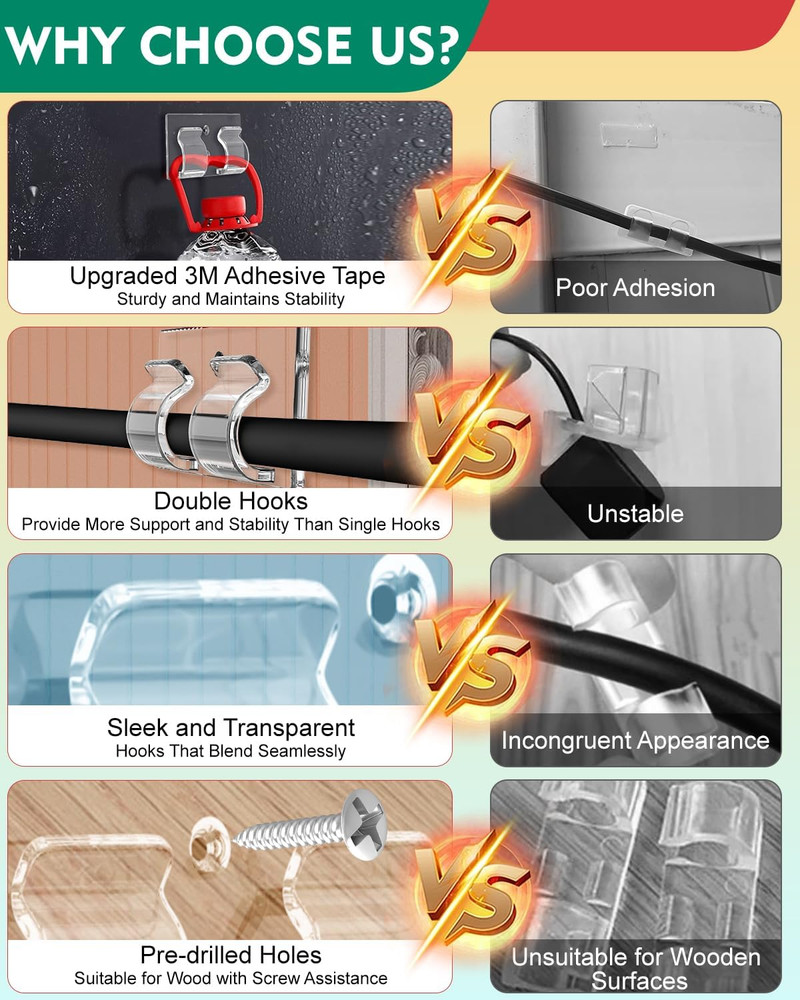 30Pcs Transparent Outdoor String Light Hooks - Weather Resistant Adhesive Clips