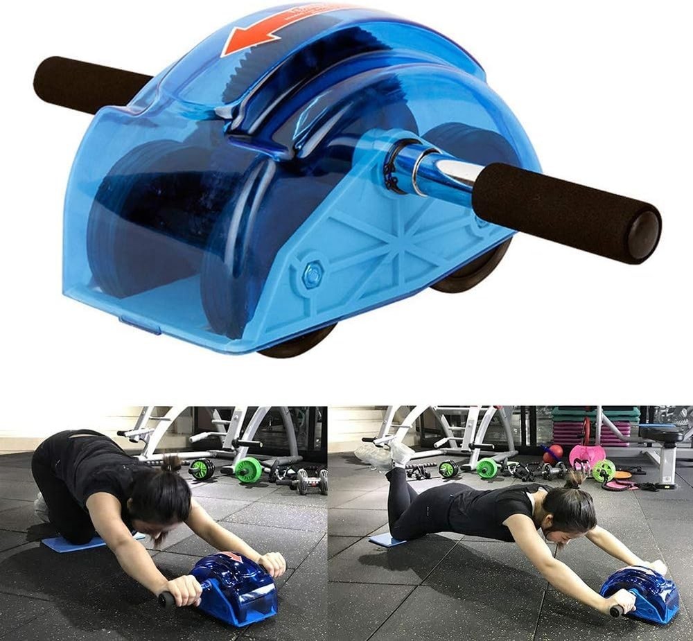 Ab Roller for Abs Workout - Abdominal Exercise Rollers with 4 Wheels, blue
