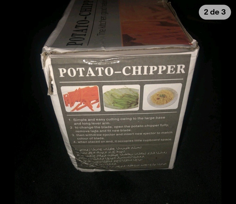 Metal Potato Chipper Push Function Cutter MD-808 Silver Dishwasher Safe