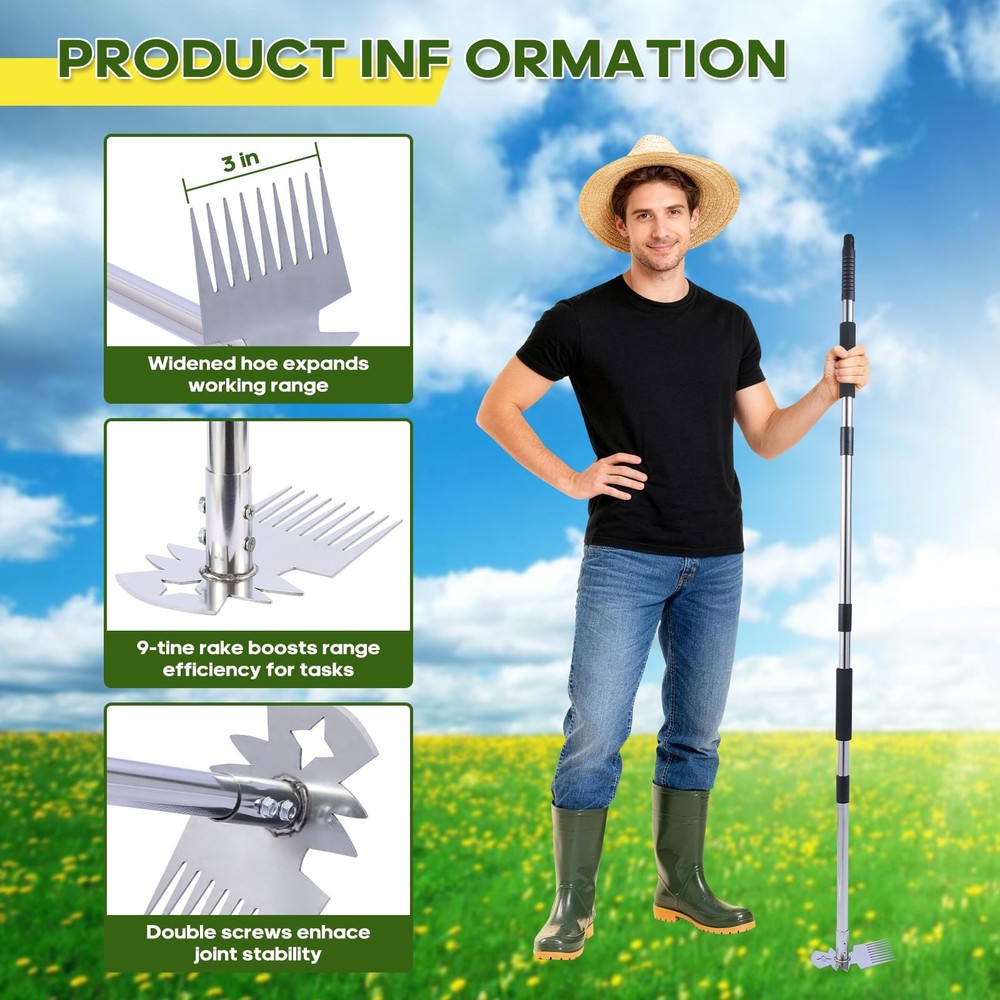 Weeding Tool with Long Handle- 60" Manual Weeder Tool,Garden Tools,Portable G...
