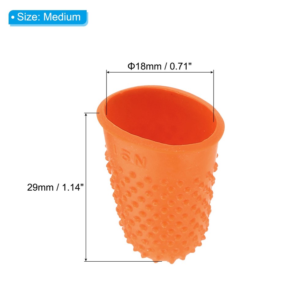 10pc Rubber Finger Tips Thumb Fingertip Protector Thimble Orange Medium Size