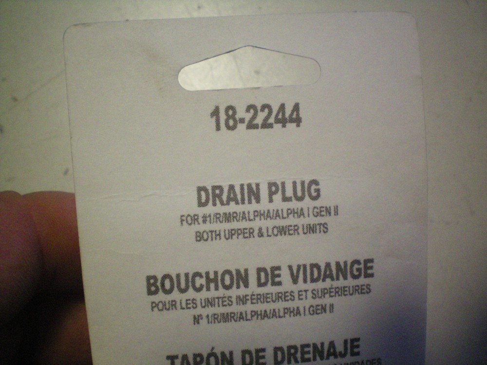 SIERRA #18-2244 DRAIN PLUG, FREE FREIGHT