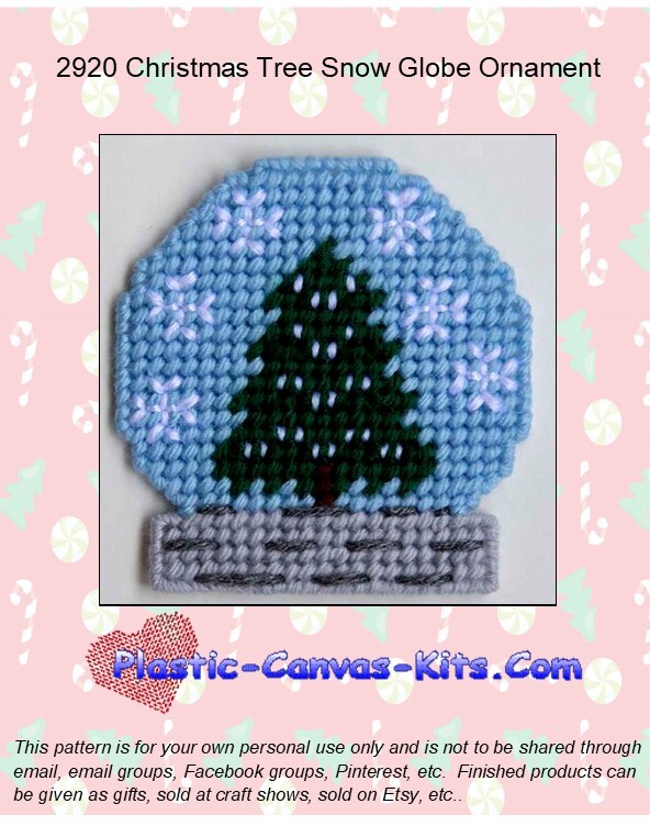 Christmas Tree Snow Globe Ornament- Plastic Canvas Pattern or Kit