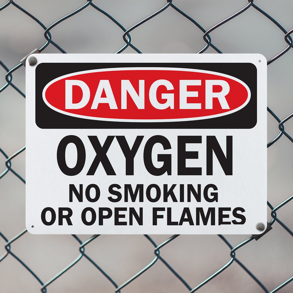 (2 Pack) Oxygen OSHA Danger Sign Decal Metal Plastic