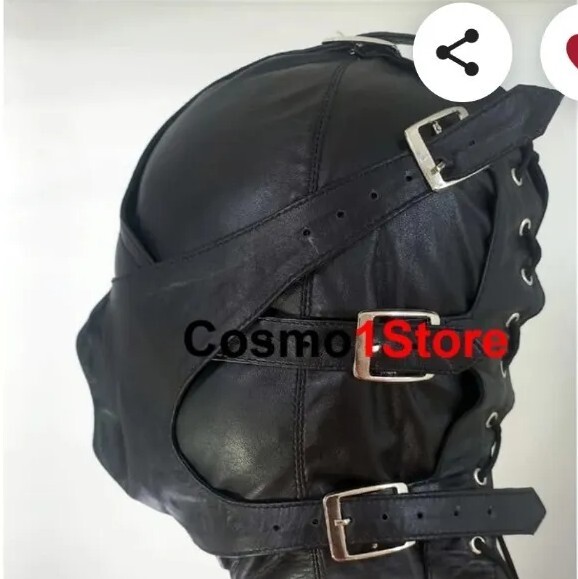Real Leather Mask Hood Muzzle Blindfold Bondage