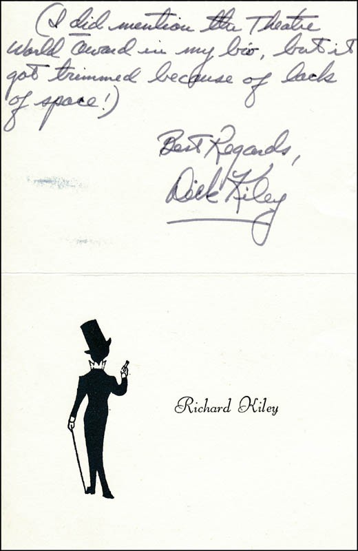 RICHARD KILEY - AUTOGRAPH LETTER SIGNED