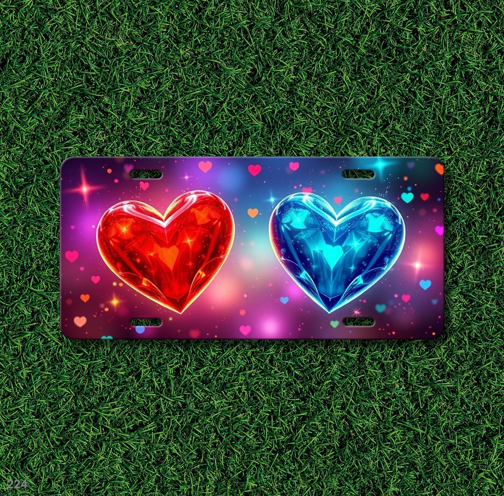 Colorful Hearts License Plate Name Plate Front Plate Gift Idea