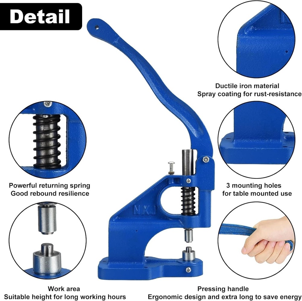 Professional Hand Press Grommet Tool with Interchangeable Dies - Versatile Use