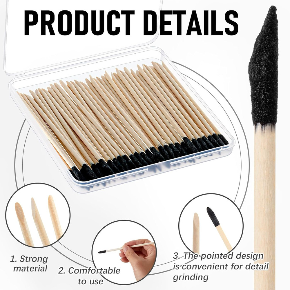 60 Pack Sanding Sticks Matchsticks Fine Detailing Sanding Twigs for Plastic Mode